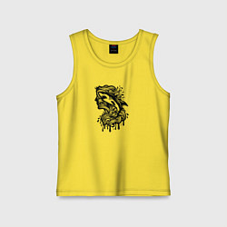 Майка детская хлопок Татуировка с акулой и головой человека, цвет: желтый
