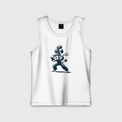 Майка детская хлопок Пудель играет на гитаре укулеле, цвет: белый