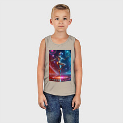 Майка детская хлопок Танцующая кибер девчонка - неоновое свечение, цвет: миндальный — фото 2