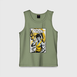 Майка детская хлопок Выход дракона - Брюс Ли, цвет: авокадо