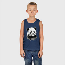 Майка детская хлопок Панда портрет черно белый, цвет: тёмно-синий — фото 2