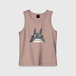 Майка детская хлопок Выглядывающий тоторо, цвет: пыльно-розовый