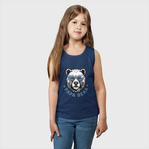Детская майка Папа медведь в очках / Тёмно-синий – фото 3