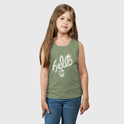 Майка детская хлопок Hello - caramel cane, цвет: авокадо — фото 2