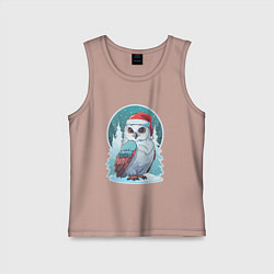 Майка детская хлопок Полярная сова на фоне зимнего леса, цвет: пыльно-розовый