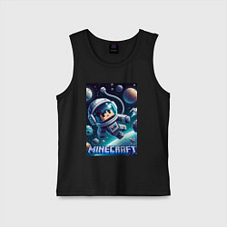 Майка детская хлопок Космонавт оторвавшийся от космолёта - Майнкрафт, цвет: черный