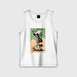 Майка детская хлопок Прикольный черепок - хэллоуин, цвет: белый