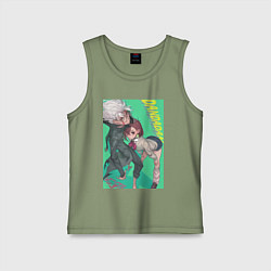 Майка детская хлопок Дандадан Момо Аясэ, цвет: авокадо