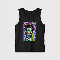 Майка детская хлопок Halloween zombie - magazin cover, цвет: черный