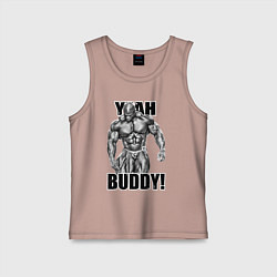 Майка детская хлопок Ronnie Coleman- yeah buddy, цвет: пыльно-розовый