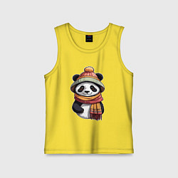 Майка детская хлопок Панда в шапке и шарфе, цвет: желтый