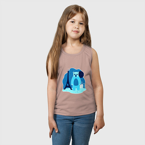 Детская майка Медведь в Париже / Пыльно-розовый – фото 3