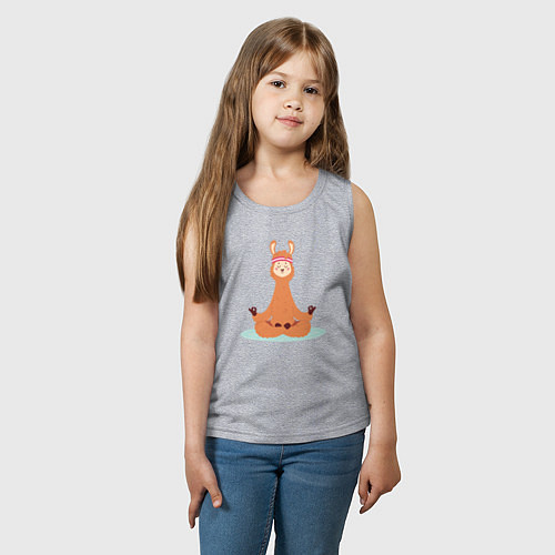 Детская майка Лама в позе лотоса занимается йогой / Меланж – фото 3