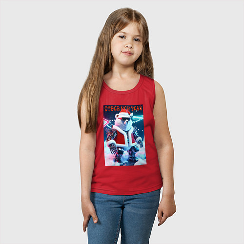 Детская майка Cyber new year - polar bear / Красный – фото 3