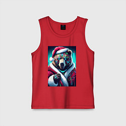 Майка детская хлопок Cyber bear - Santa Claus, цвет: красный