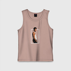 Майка детская хлопок Красавчик Брэд Питт, цвет: пыльно-розовый