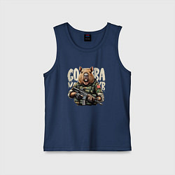 Майка детская хлопок Cool capybara - military style, цвет: тёмно-синий