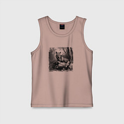 Майка детская хлопок Отдыхающая лиса, цвет: пыльно-розовый