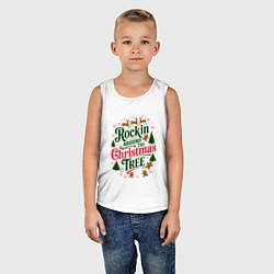 Майка детская хлопок Новогодняя атмосфера rockin around the christmas t, цвет: белый — фото 2