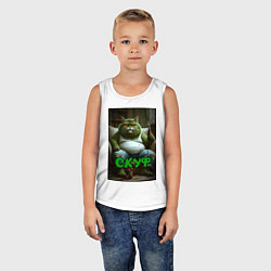 Майка детская хлопок Кот скуф, цвет: белый — фото 2