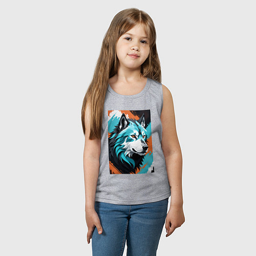 Детская майка Серо-голубой волк / Меланж – фото 3