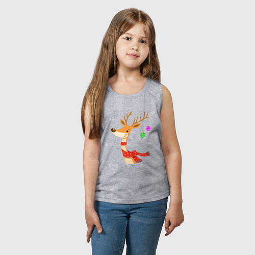 Детская майка Олень новогодний с ёлочными шарами / Меланж – фото 3