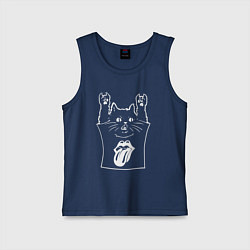 Майка детская хлопок Rolling Stones - cat rock, цвет: тёмно-синий