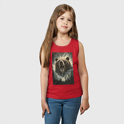 Майка детская хлопок Оскаленная морда медведя, цвет: красный — фото 2
