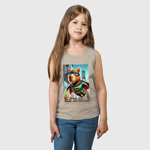 Детская майка Бэткапи летит над улицей Нью-Йорка / Миндальный – фото 3