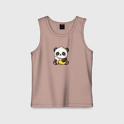 Майка детская хлопок Милая панда с бананом, цвет: пыльно-розовый