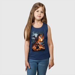 Майка детская хлопок Сражение с драконом, цвет: тёмно-синий — фото 2