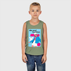 Майка детская хлопок Я и мода pop art, цвет: авокадо — фото 2