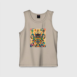 Майка детская хлопок Демон монстр китайский, цвет: миндальный