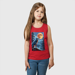 Майка детская хлопок Волк и луна, цвет: красный — фото 2