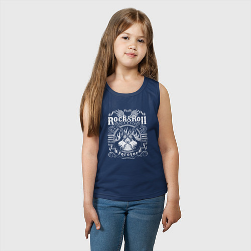 Детская майка Рок-н-ролл со скрещенными гитарами / Тёмно-синий – фото 3