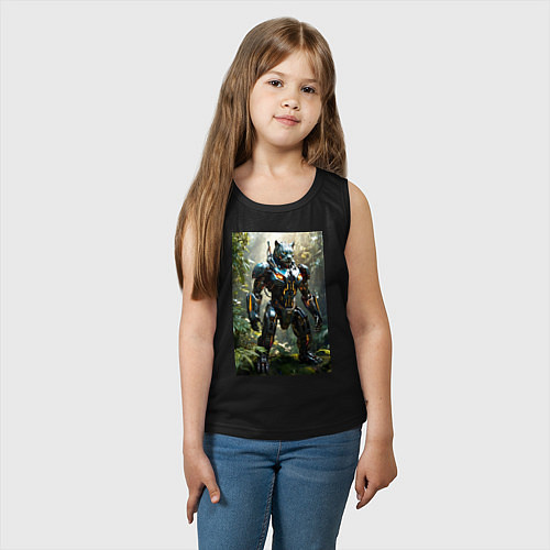 Детская майка Кибер-пантера вышла на охоту / Черный – фото 3