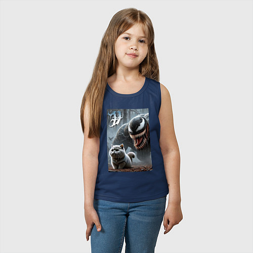 Детская майка Venom wants to move into a purebred cat / Тёмно-синий – фото 3