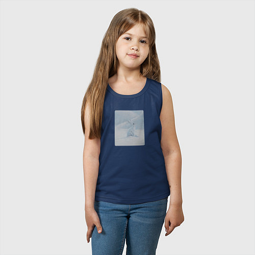 Детская майка Снежный белый заяц / Тёмно-синий – фото 3