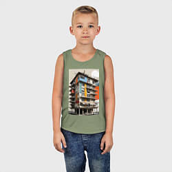 Майка детская хлопок Старая панелька, цвет: авокадо — фото 2