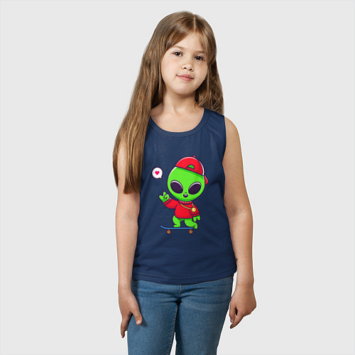 Детская майка Пришелец скейтбордист / Тёмно-синий – фото 3