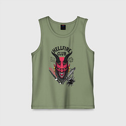 Майка детская хлопок Hellfire club demon, цвет: авокадо
