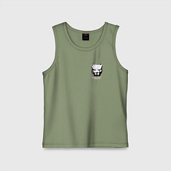 Майка детская хлопок Питбуль воин - страха нет рунами, цвет: авокадо