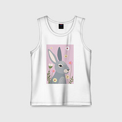 Майка детская хлопок Серый заяц, цвет: белый