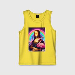 Майка детская хлопок Мона Лиза - лампочка и розовый фламинго, цвет: желтый