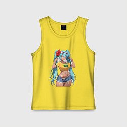 Майка детская хлопок Miku Hatsune с цветком, цвет: желтый