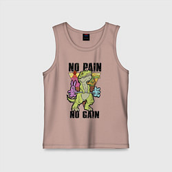 Майка детская хлопок T Rex GYM - no pain no gain, цвет: пыльно-розовый