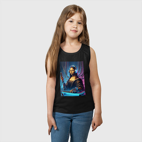 Детская майка Mona Lisa cyberpunk - fantasy / Черный – фото 3