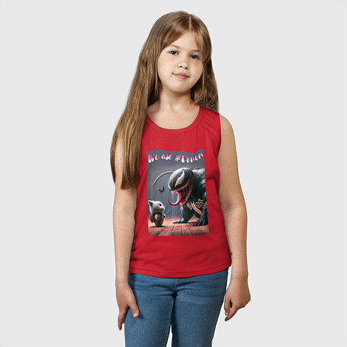 Детская майка Мультяшные Веном и котёнок - мем / Красный – фото 3