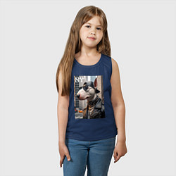 Майка детская хлопок Чувак бультерьер житель Нью-Йорка, цвет: тёмно-синий — фото 2