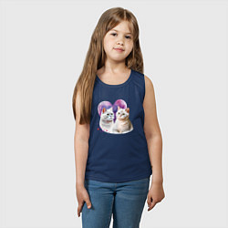 Майка детская хлопок Хвостатая любовь, цвет: тёмно-синий — фото 2
